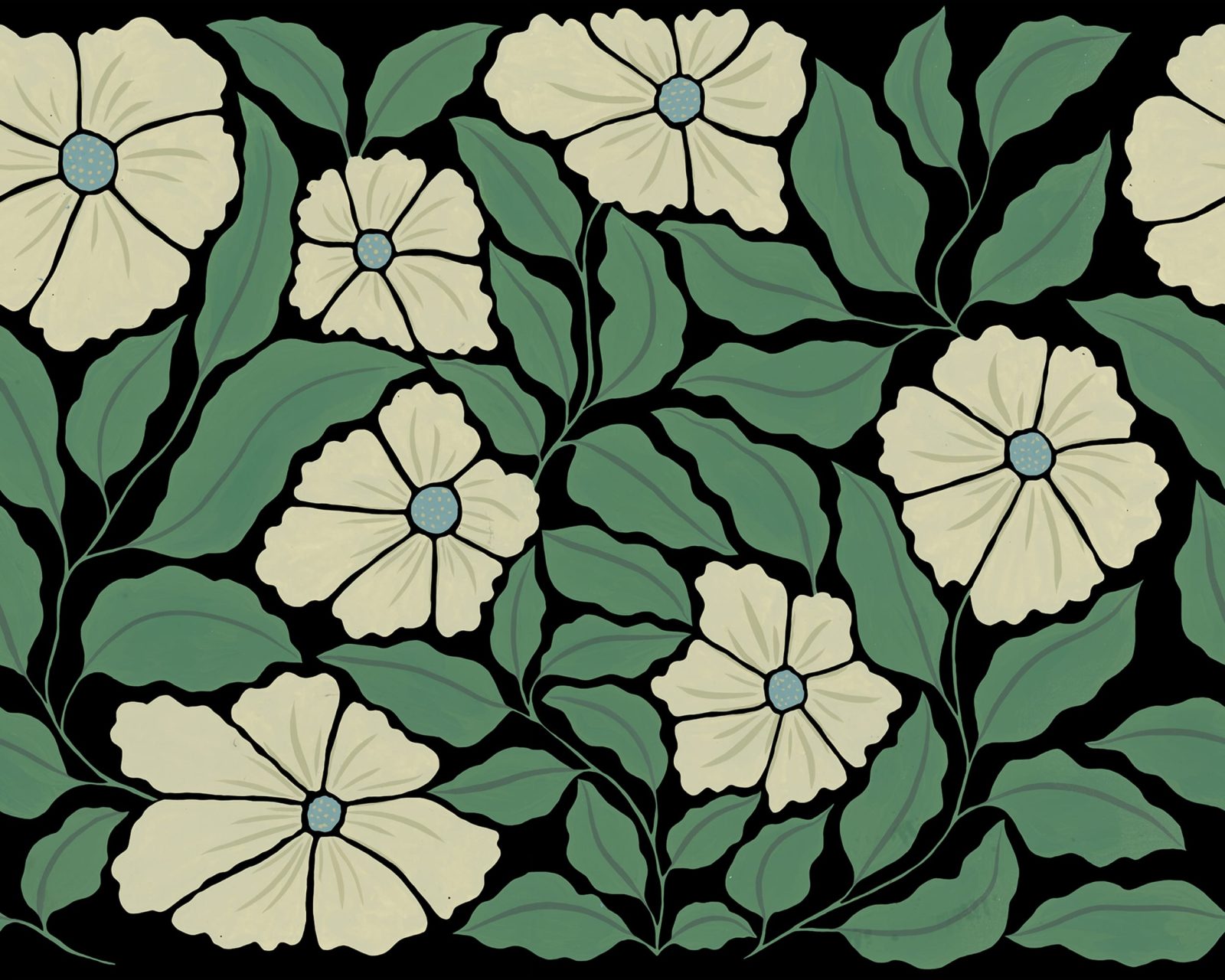 Bold Abstract Flower, Black, Rebel Walls