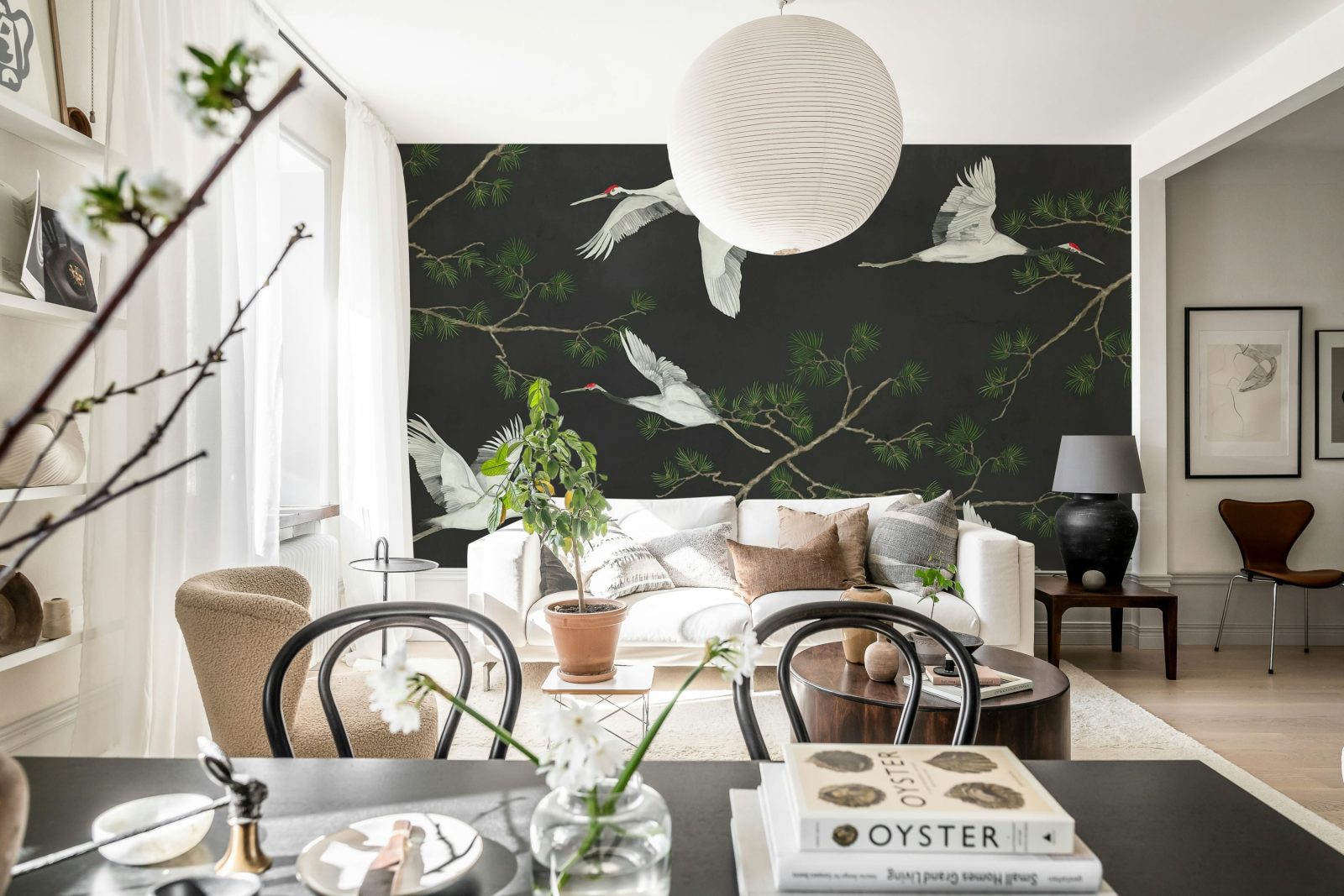 Majestic Cranes, Black, Rebel Walls 3
