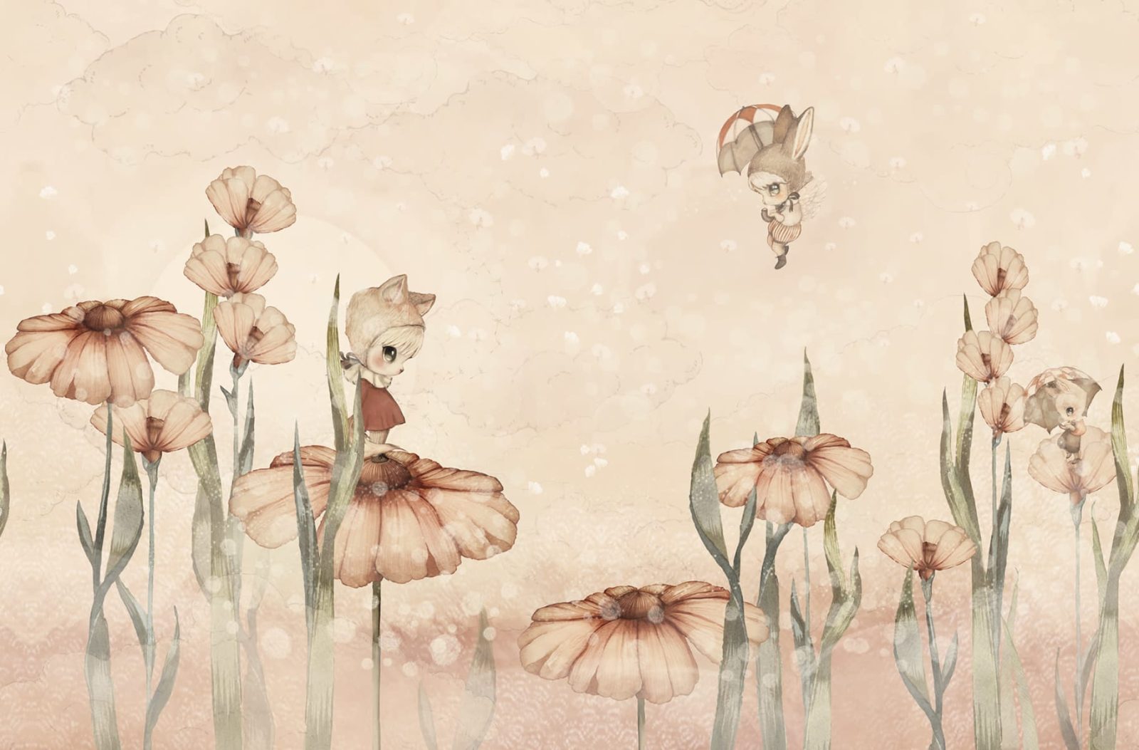 Bloomy Fields of Marion, Pink, Rebel Walls