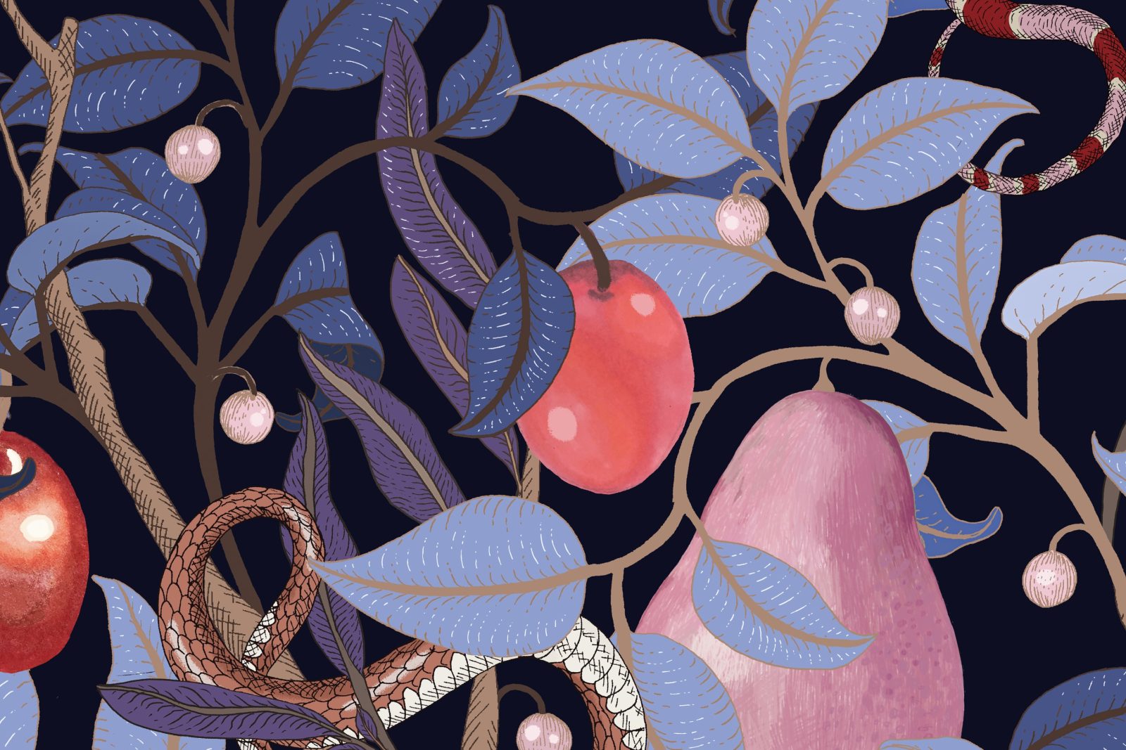 Fruit Garden, Lilac, Rebel Walls, 5 mp / rola 4