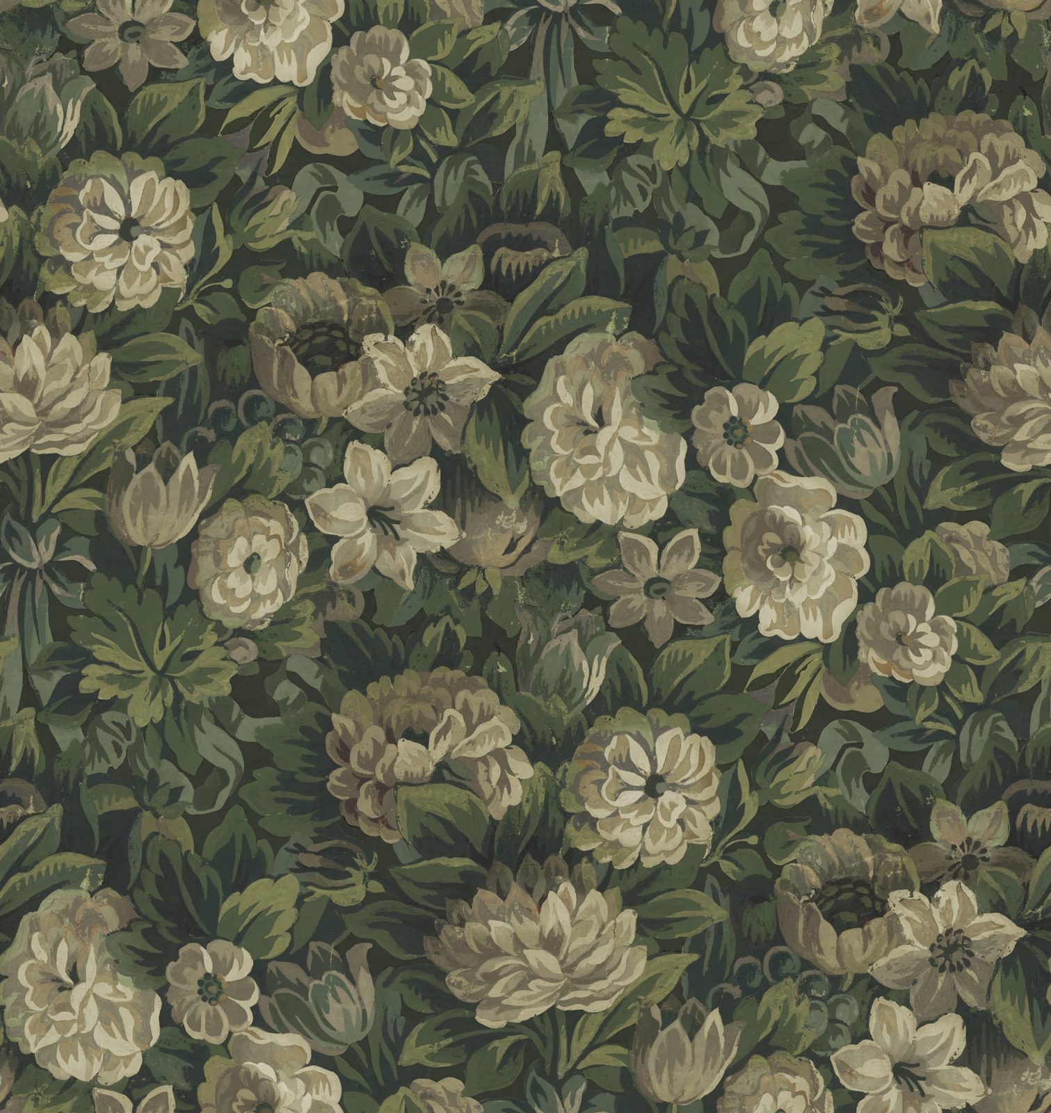 Heritage Floral, Green, Rebel Walls