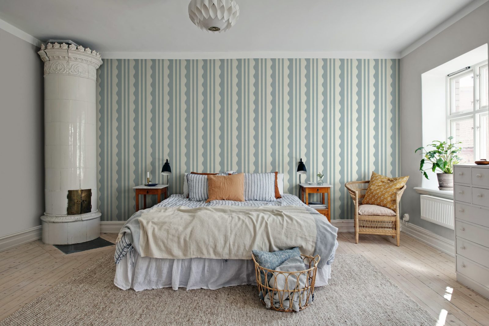Wavy Stripe, Blue, Rebel Walls 3