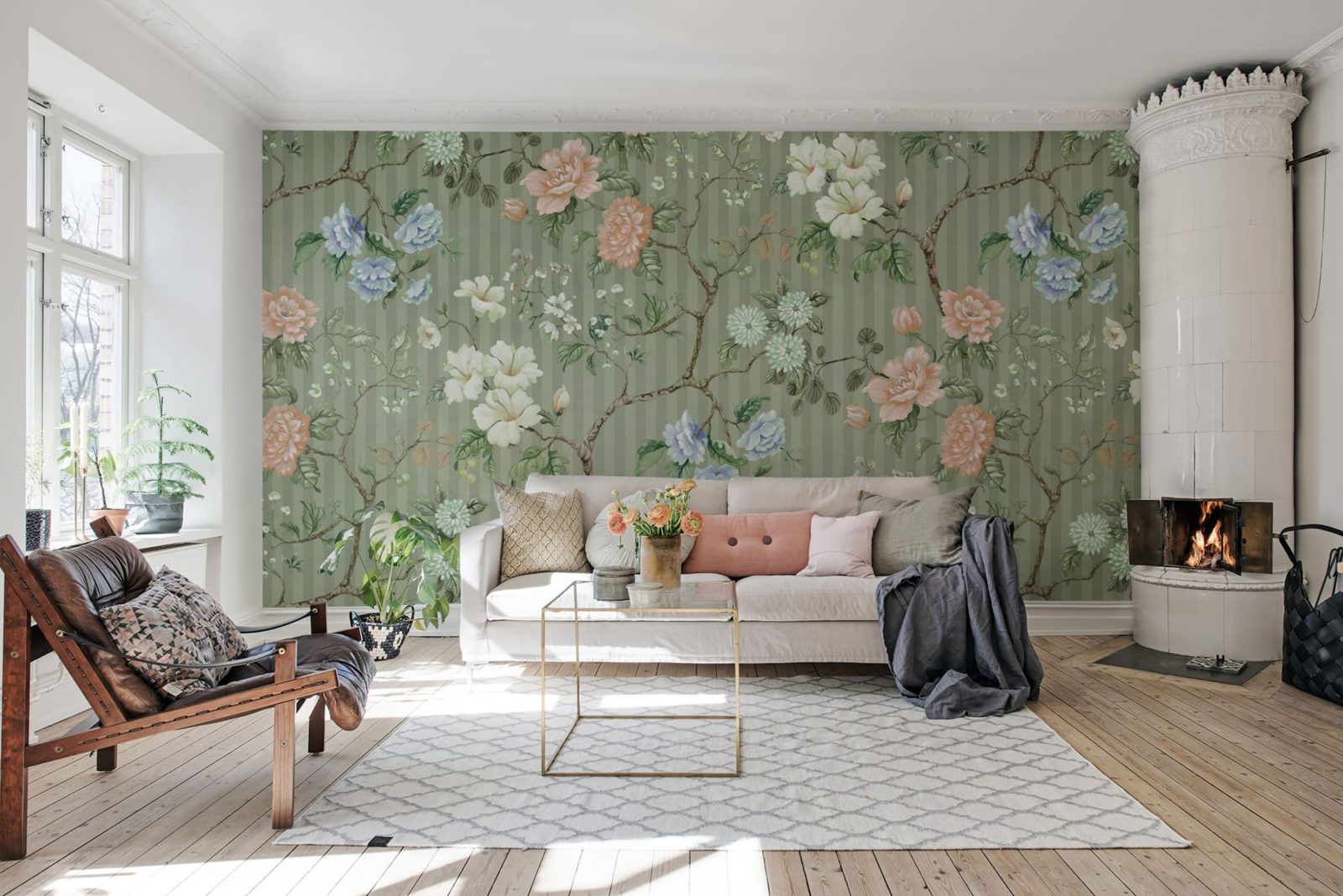Rose Stripe, Green, Rebel Walls 2