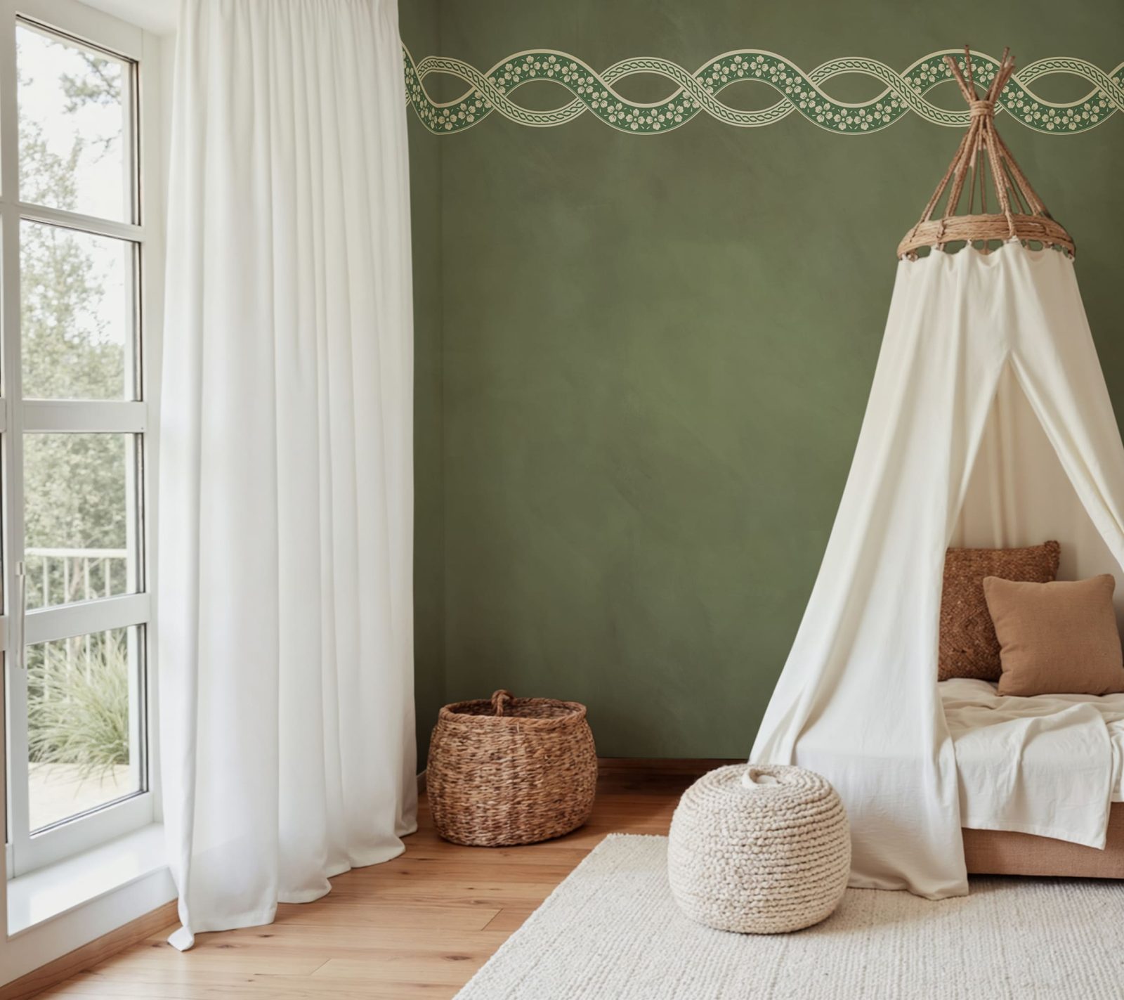 Ivory Braid, Green, Rebel Walls 3