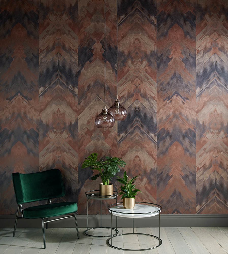 Reflections, Copper Luxury Geometric, 1838 Wallcoverings, 6.5mp / rola 2