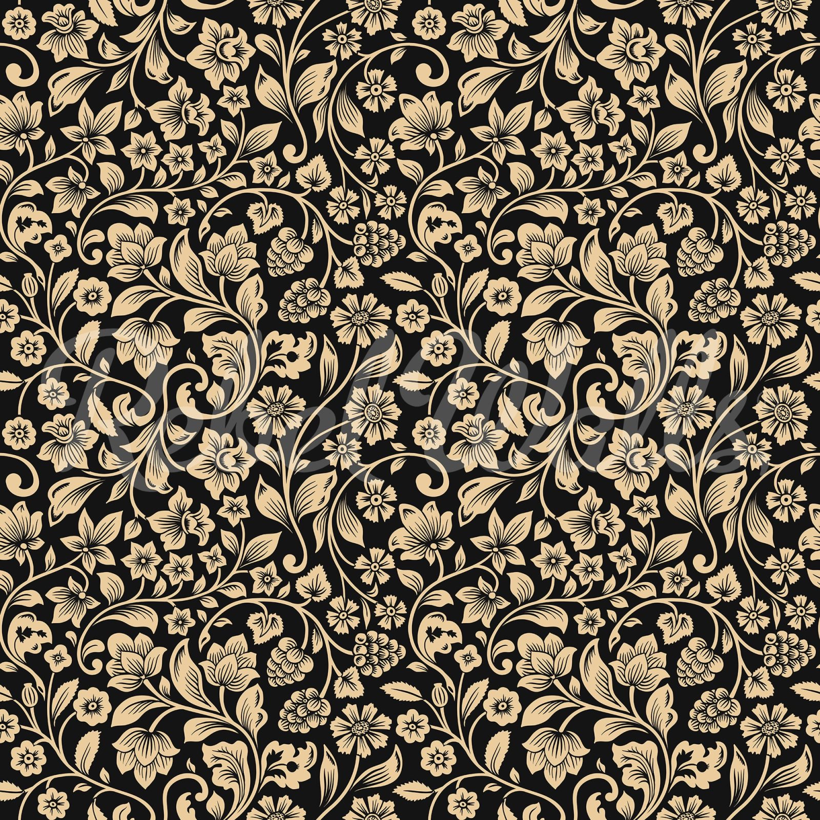 Floral Opulence, Black, Rebel Walls