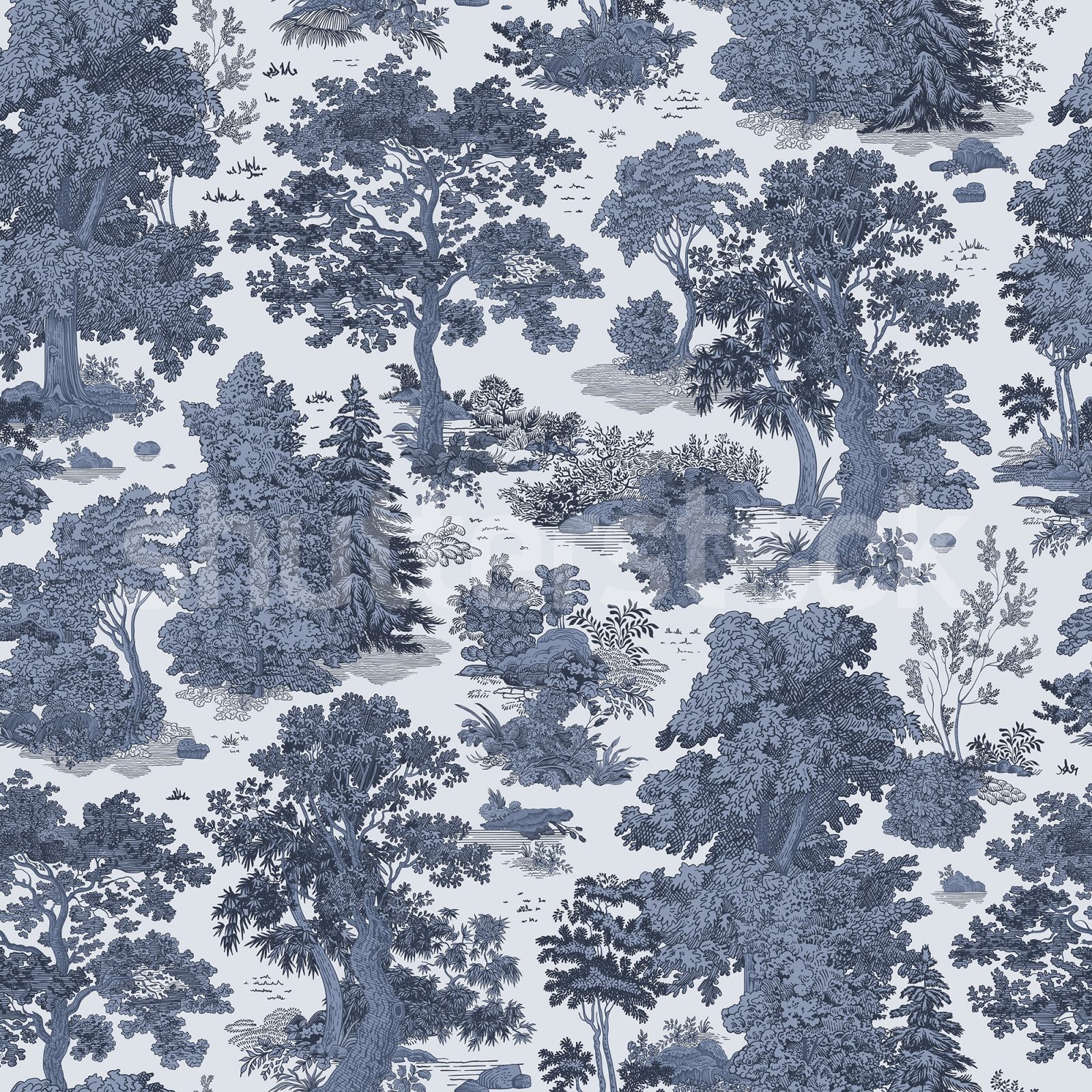Woodland Toile, Blue, Rebel Walls
