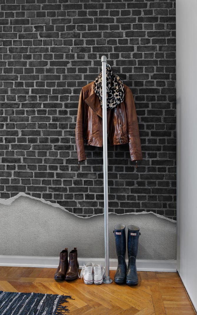 Well-Worn Brick Wall, Black, Rebel Walls 3