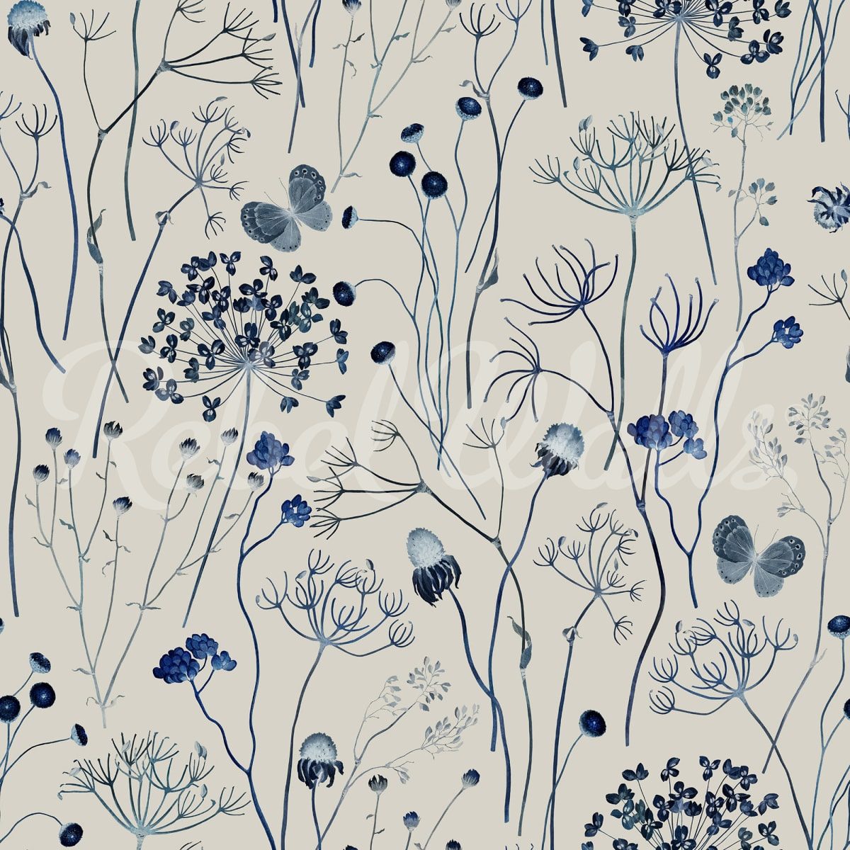 Flower Garden, Blue, Rebel Walls