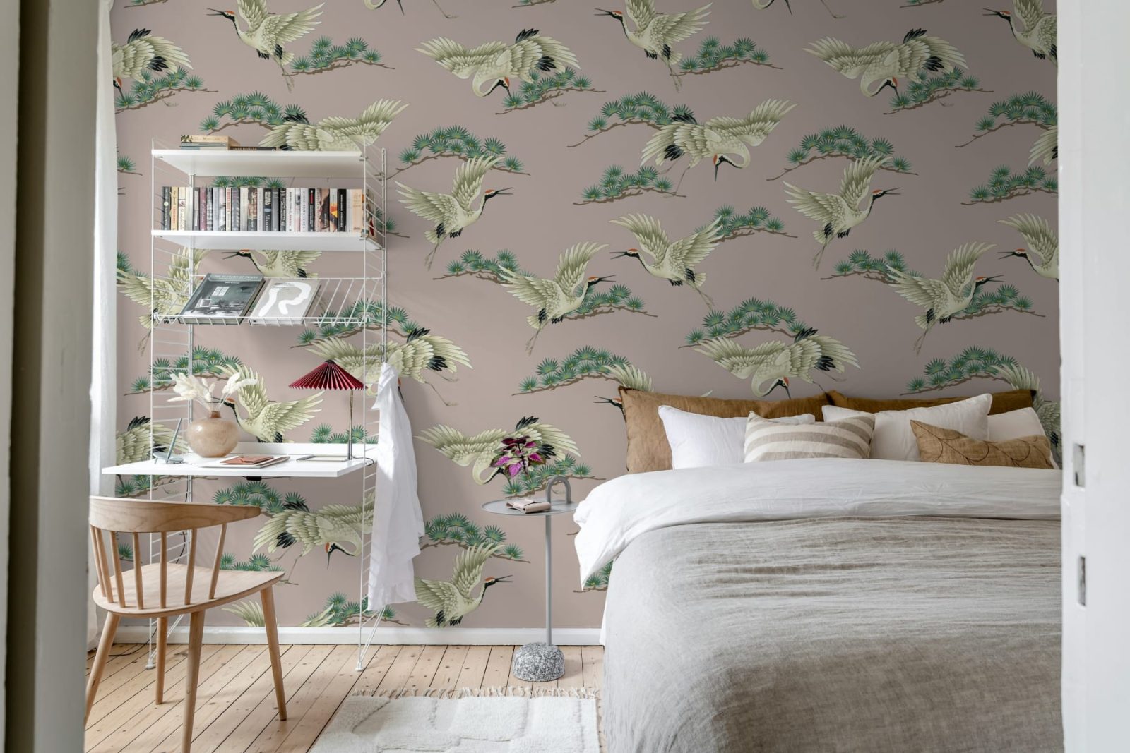 Flying Cranes, Pink, Rebel Walls 2