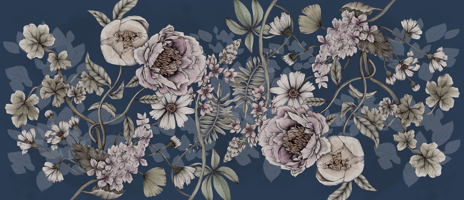 Spring Flower, Dark blue, Rebel Walls