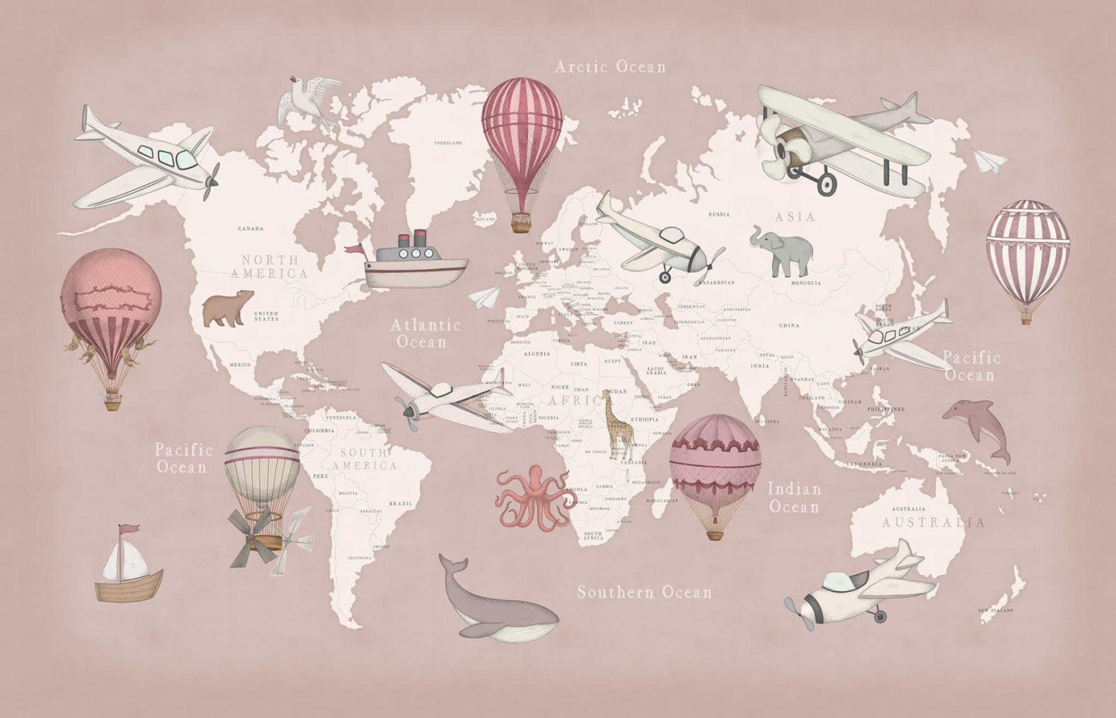Playful World, Light Pink, Rebel Walls