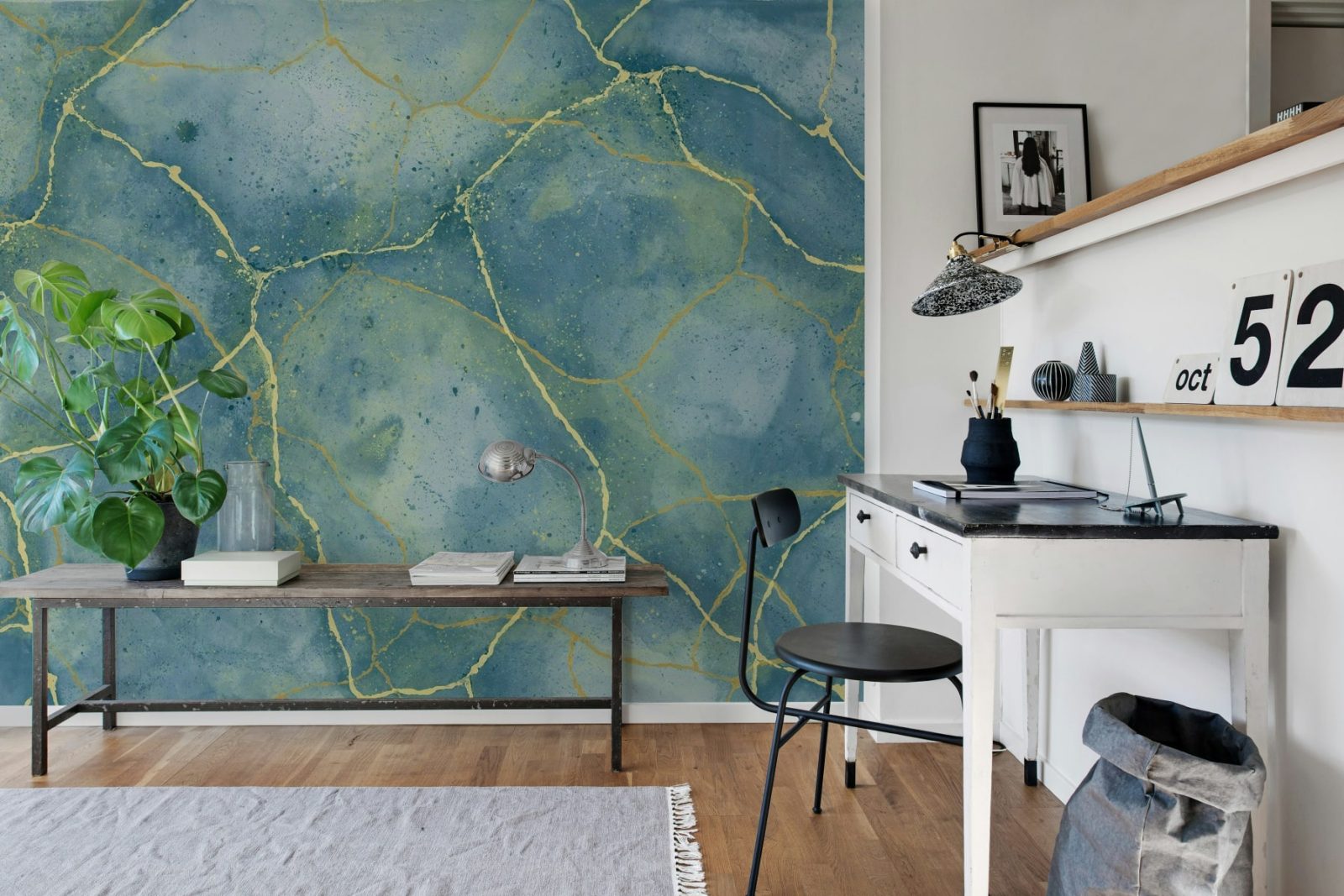 Marble Watercolor, Blue, Rebel Walls 3