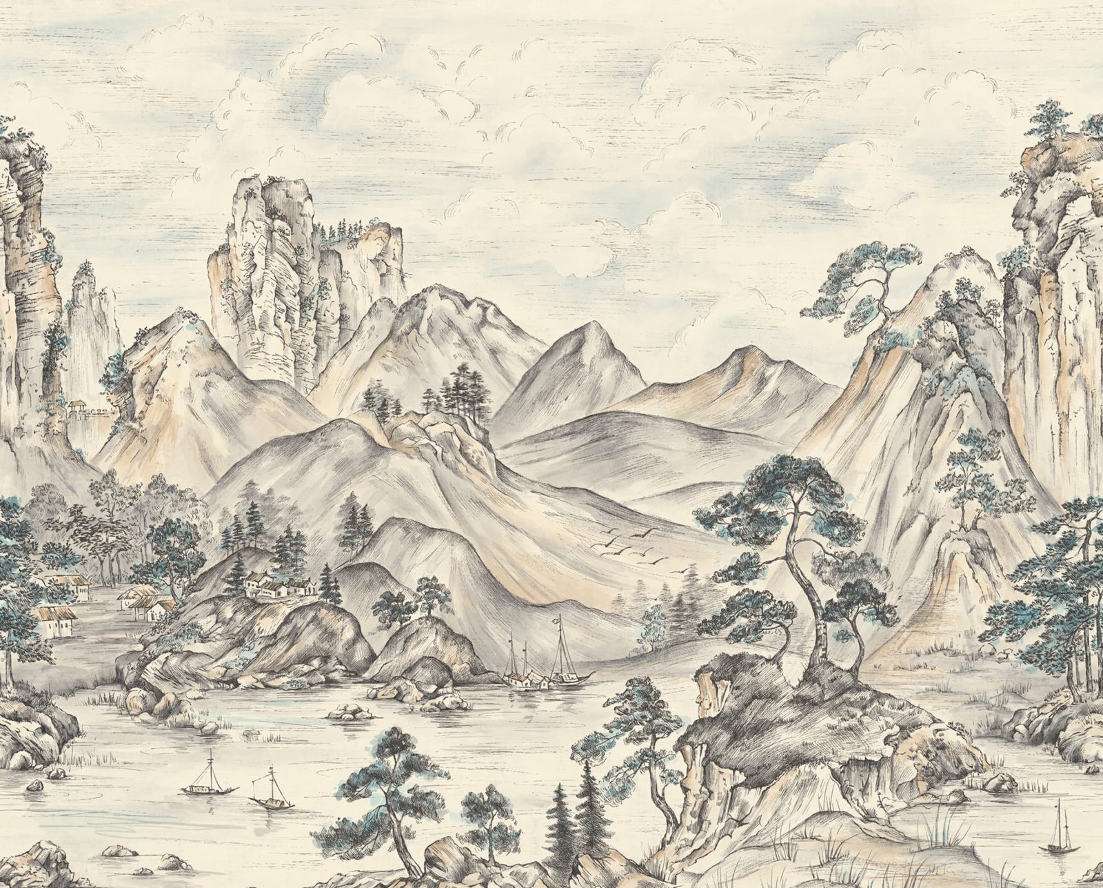 Timeless Pines, Beige, Rebel Walls