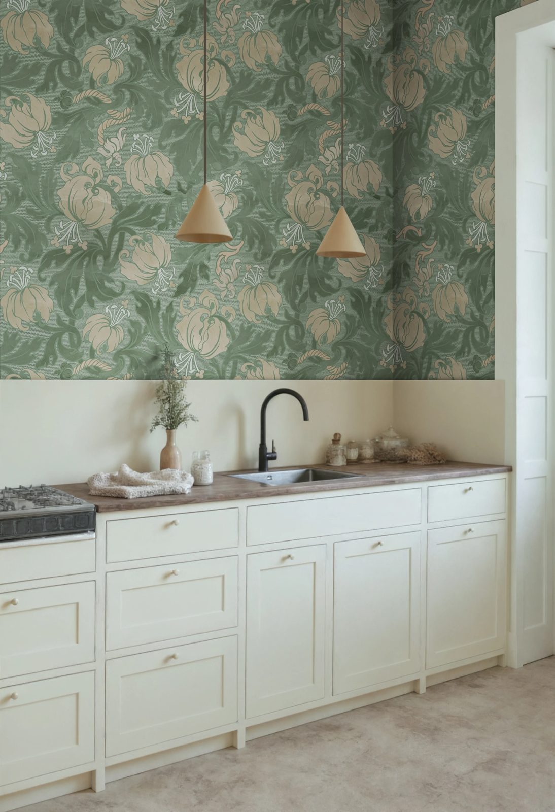 Midnight Peony, Green, Rebel Walls 2