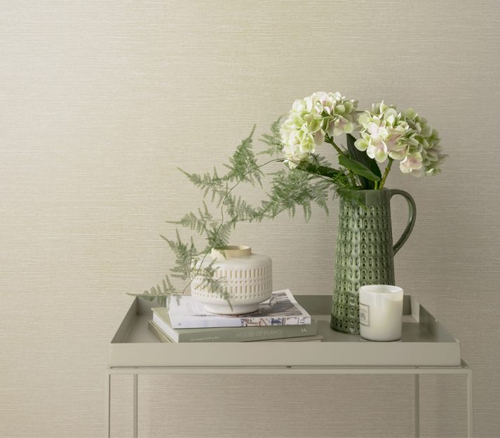 Raffia, Pearl Cream Luxury Plain, 1838 Wallcoverings, 5.3mp / rola 2