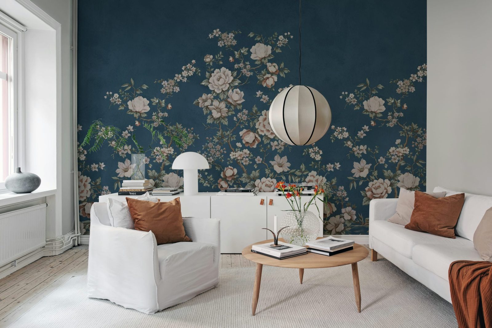 Floral Chinoiserie, Dark Blue, Rebel Walls 2
