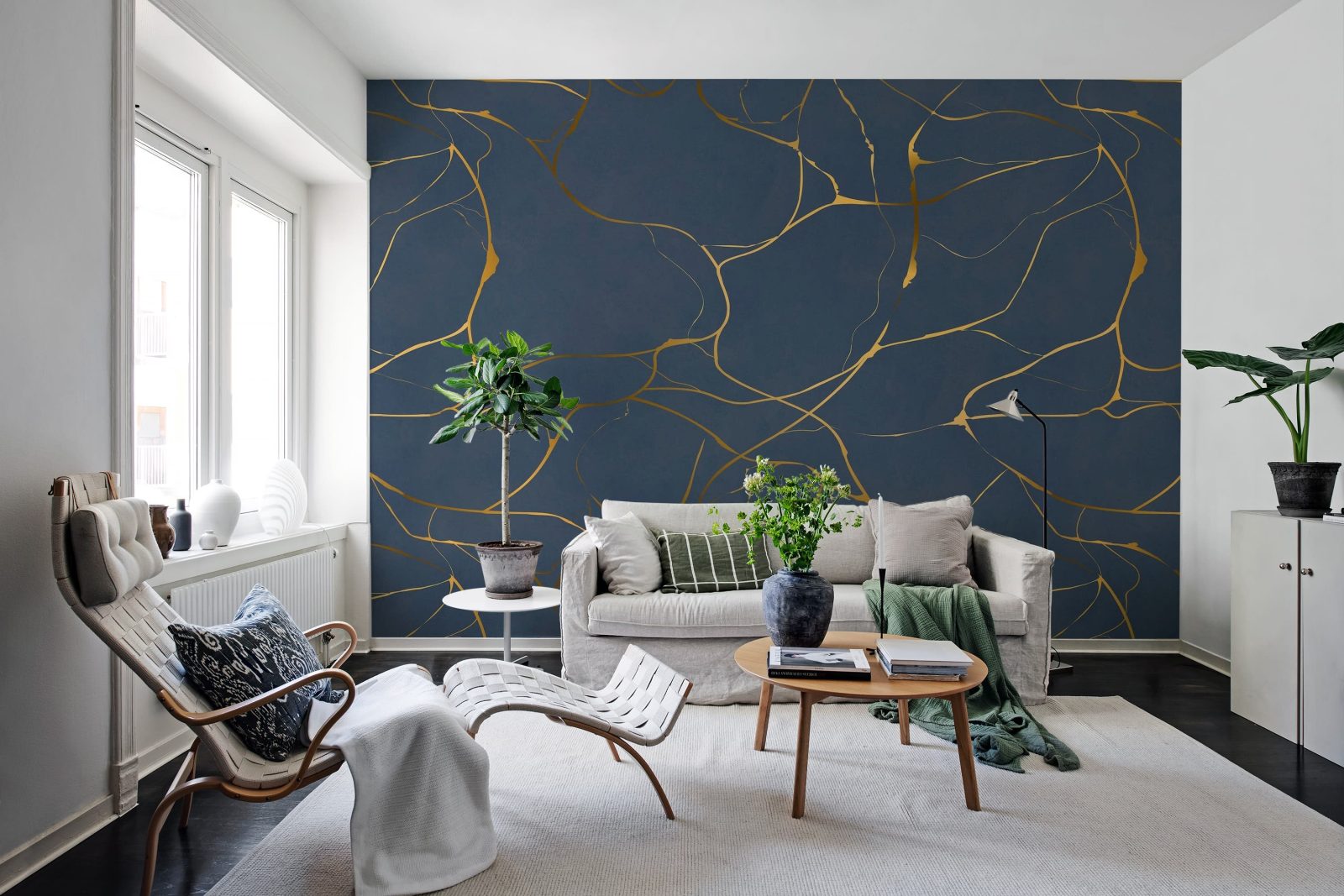 Gold Swirl, Dark Blue, Rebel Walls 2