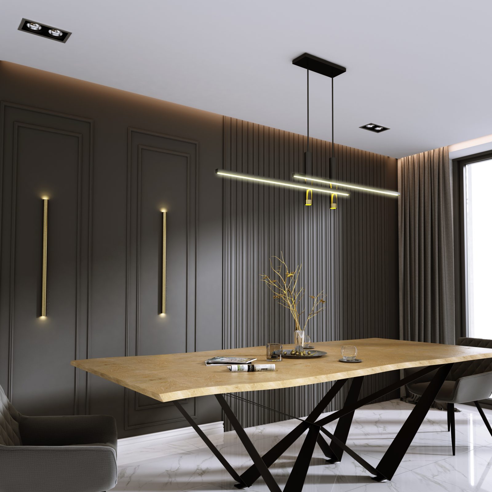 Riflaj decorativ 3D Versal, Alb, 270x11.5 cm, Lamelio 5