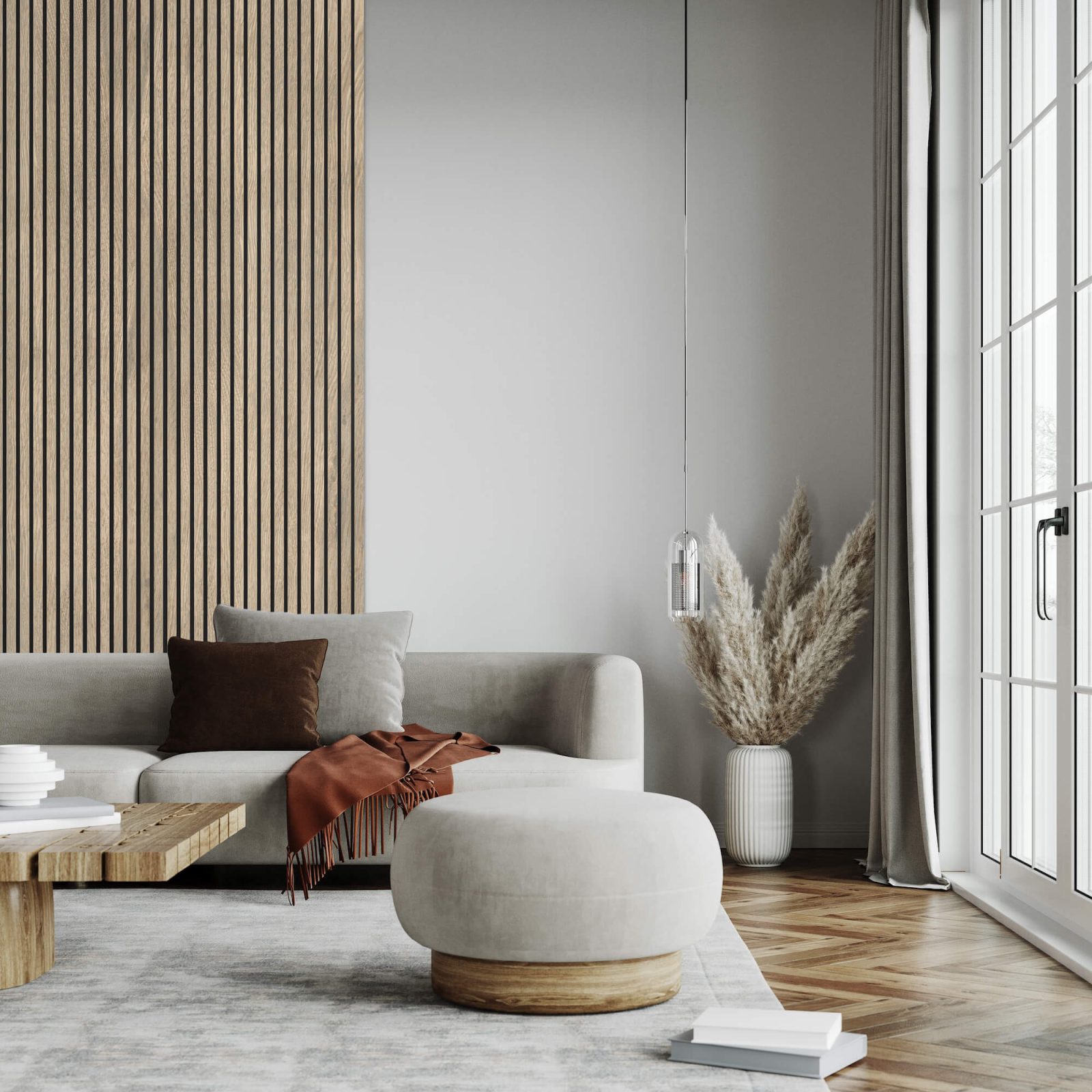 Riflaj decorativ MDF, Sonoma Oak, fonoabsorbant, 270x28cm, Lamelio 4
