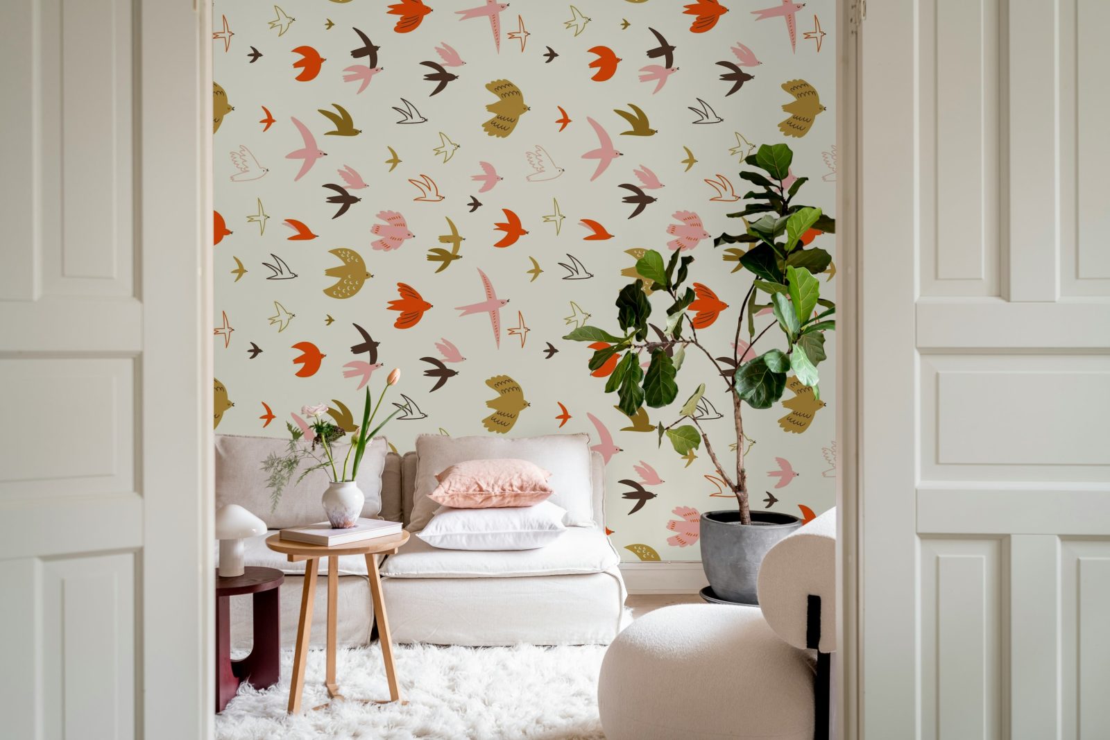 Flying Birds, Pink, Rebel Walls 2