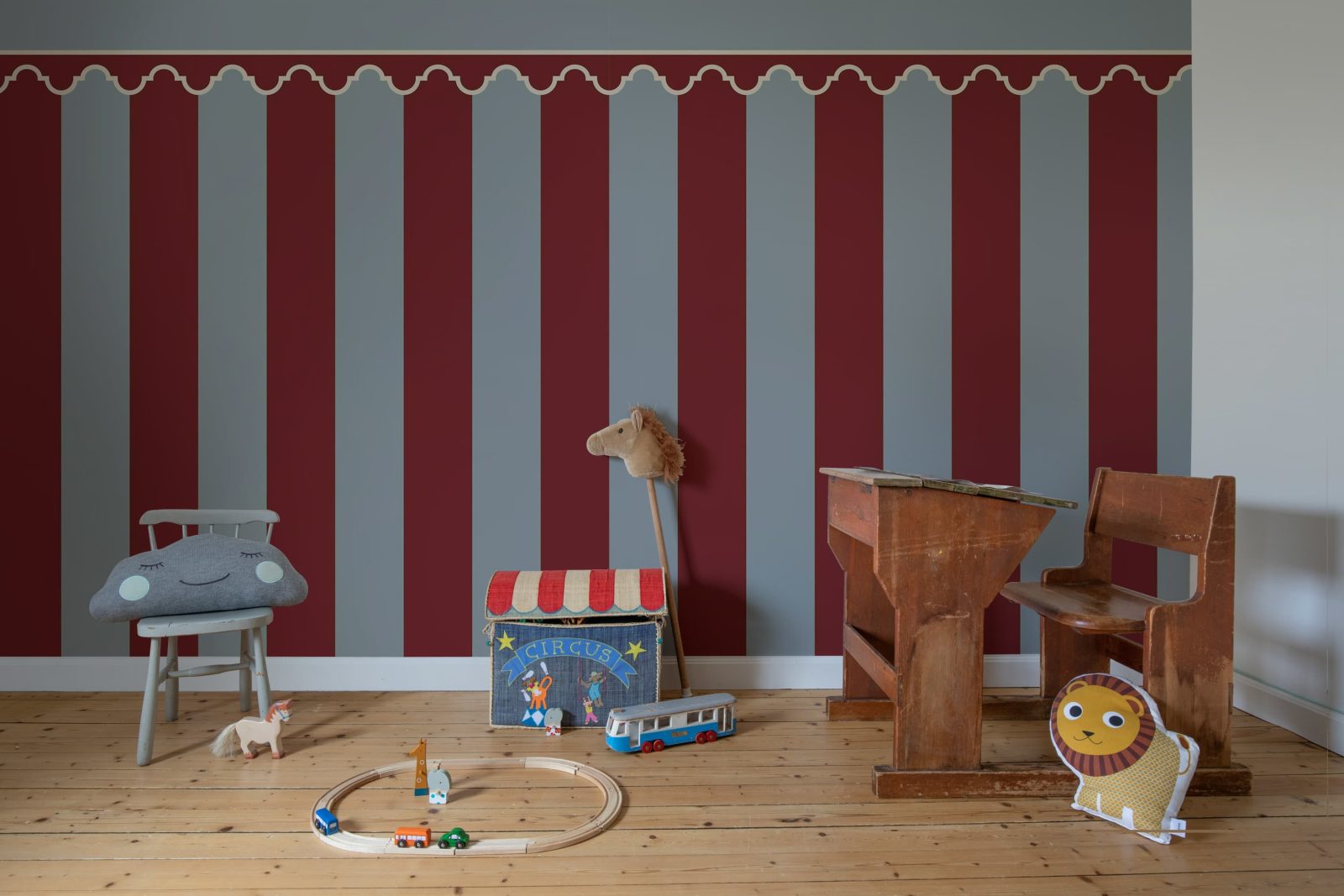 Stripe Chateau, Red, Rebel Walls 3
