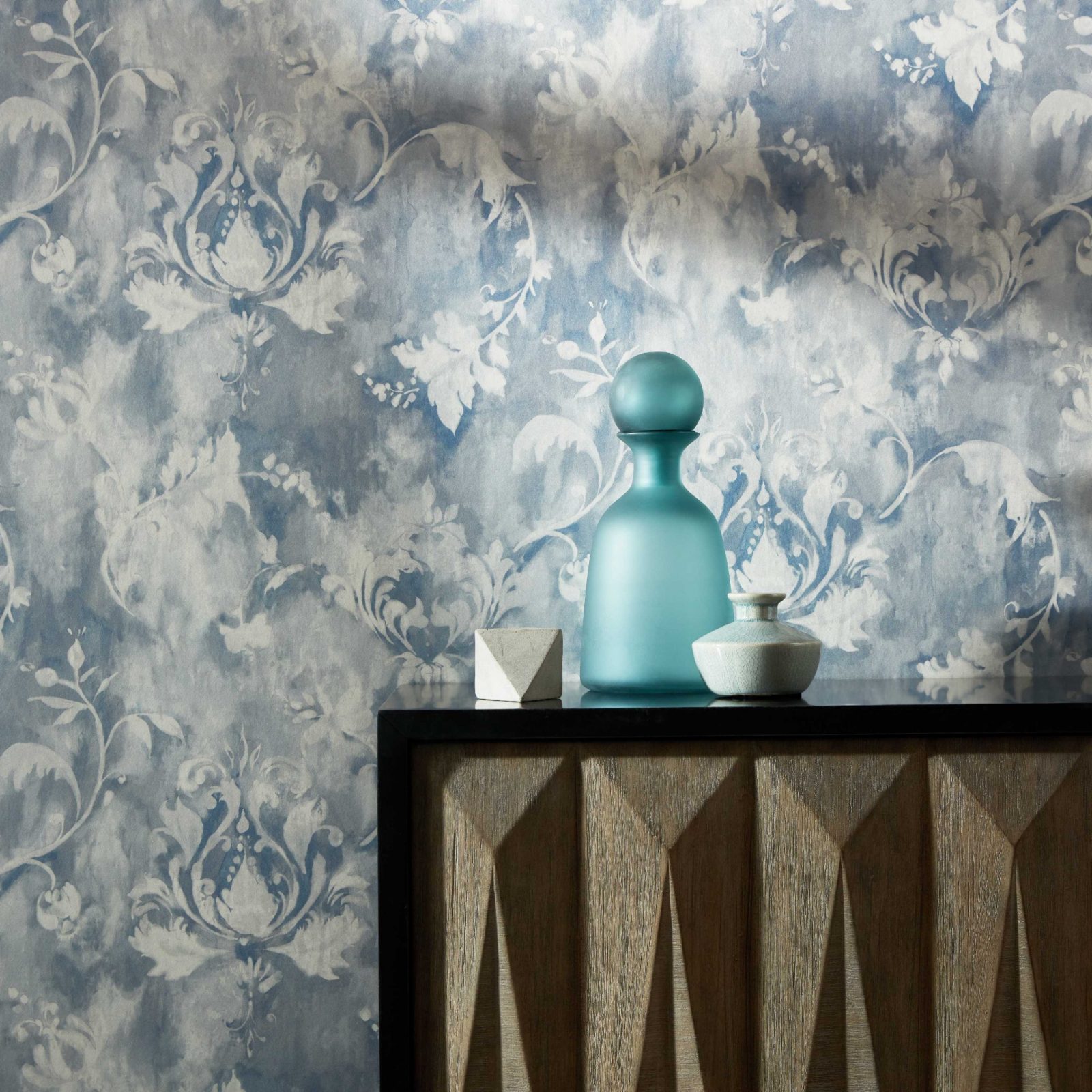 Ornamenta, Pewter Grey Luxury Damask, 1838 Wallcoverings, 5.3mp / rola 2