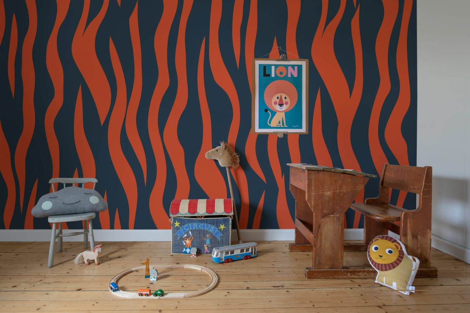 Zebra Lines, Blue & Red, Rebel Walls 2