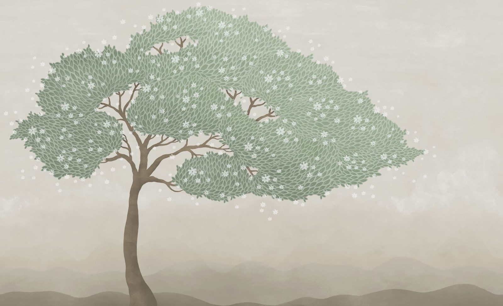 Windy Tree, Light Green, Rebel Walls