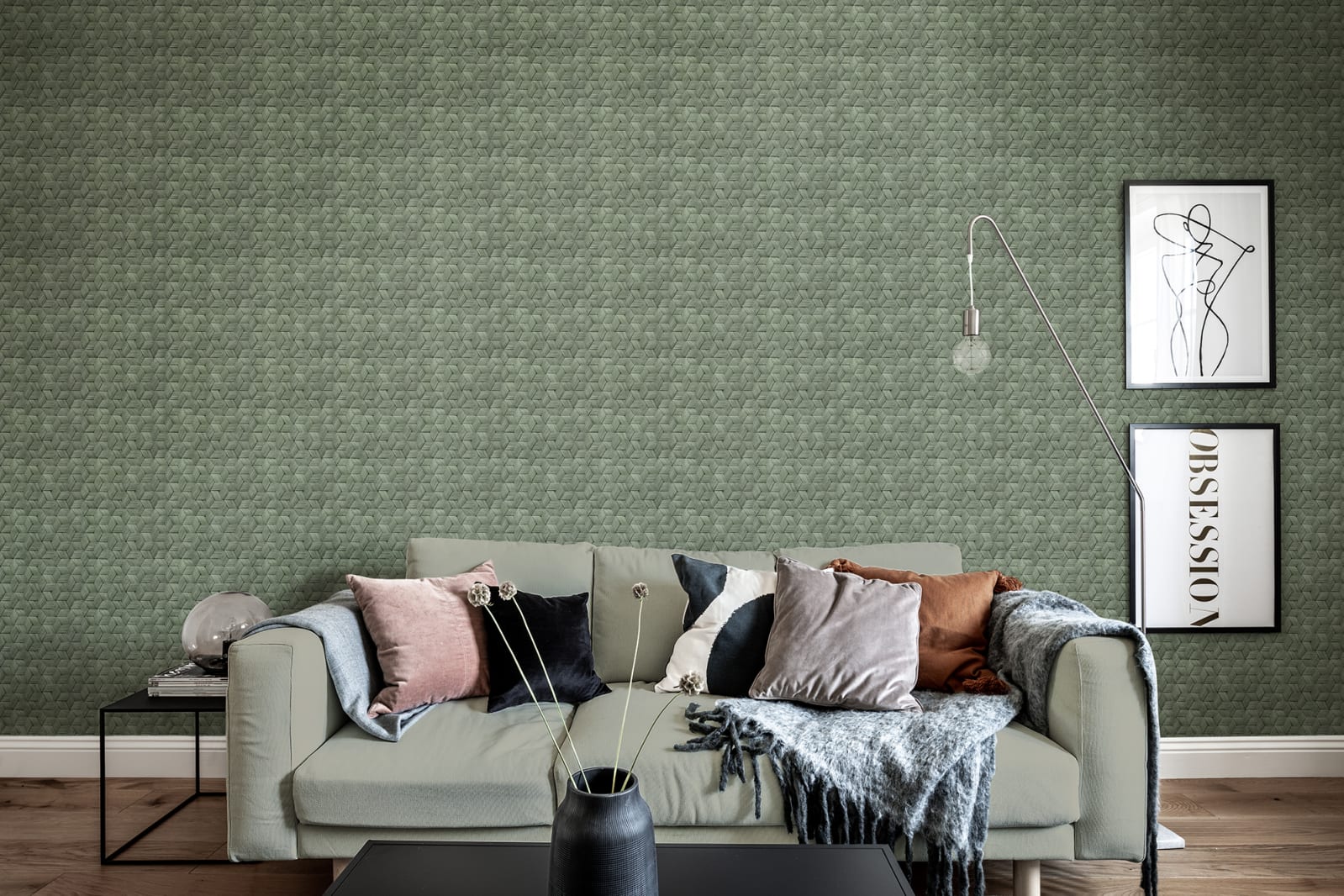 personalizabil Small Birch Bark Braids, Forest Green, Rebel Walls, 5 mp / rola 2