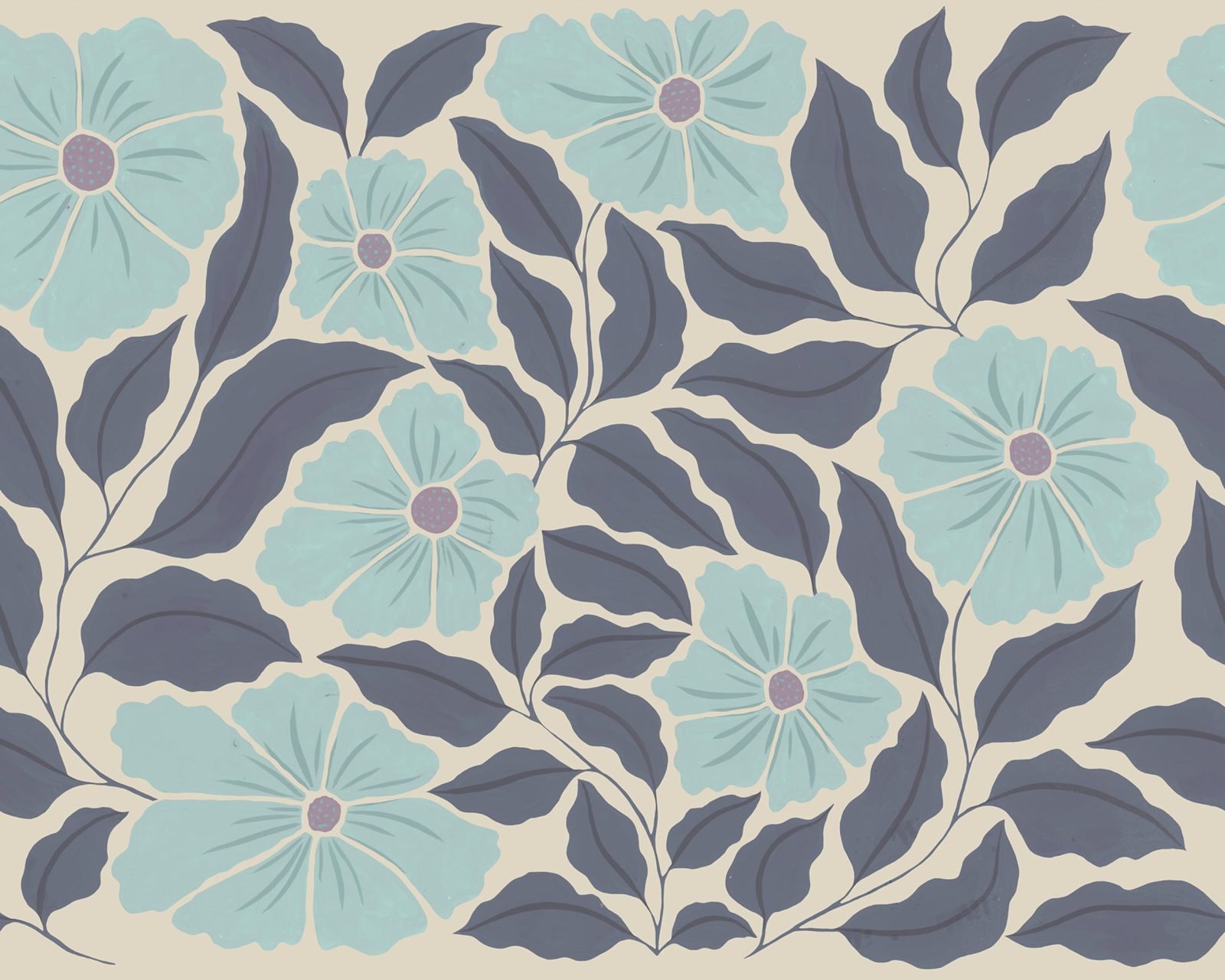 Bold Abstract Flower, Blue, Rebel Walls