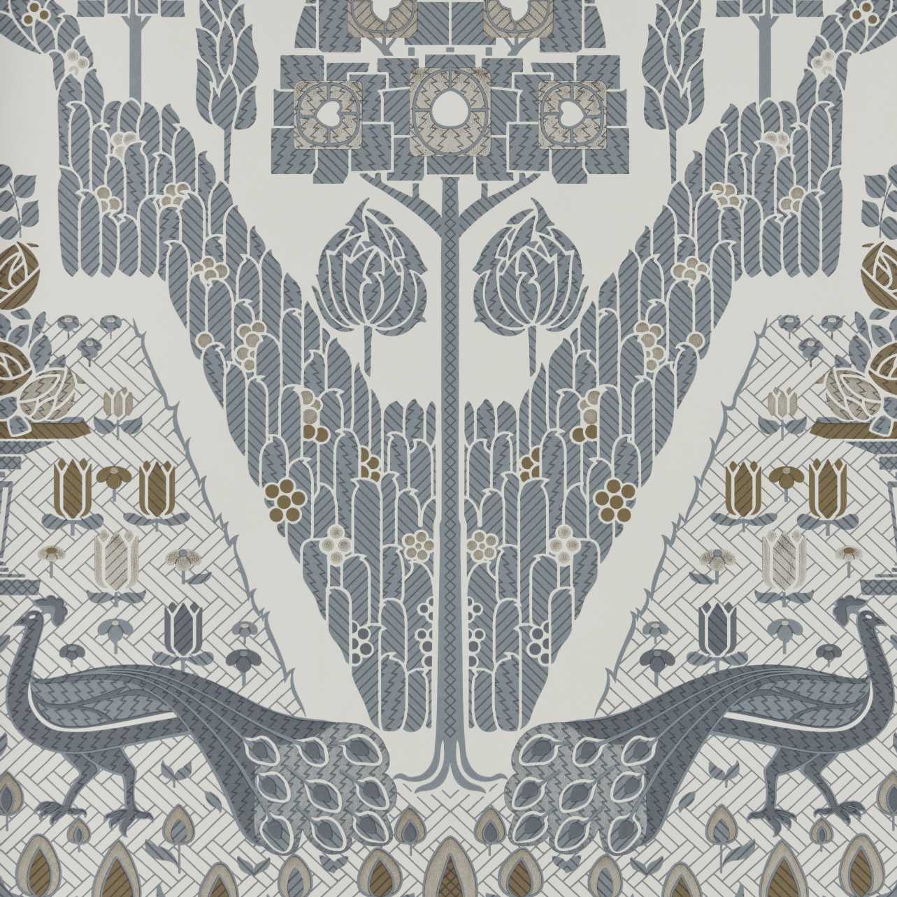 Peacock Topiary, Monochrome, 1838 Wallcoverings, 5.3mp / rola