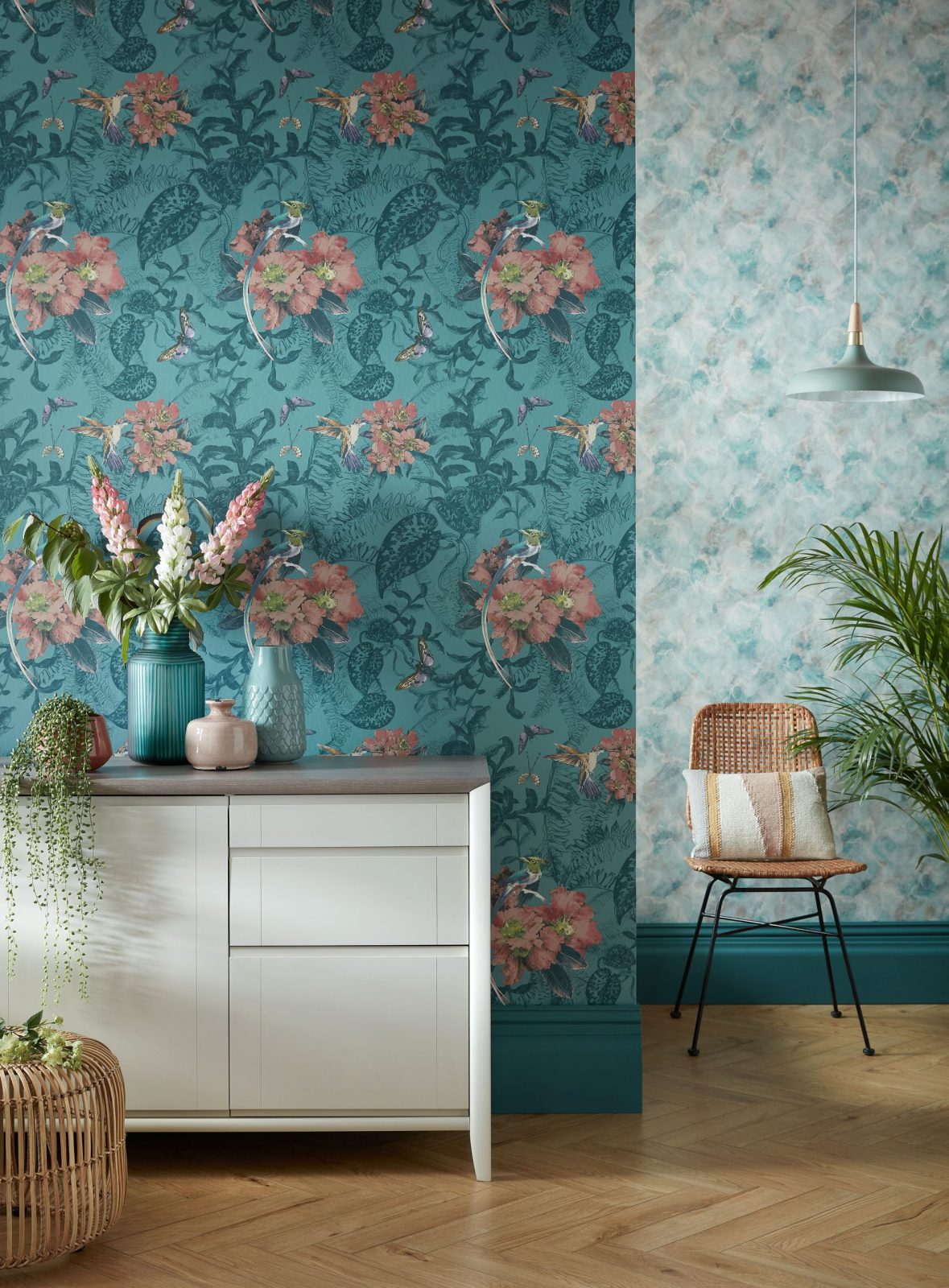 Hedgerow, Mineral Green Luxury Feature, 1838 Wallcoverings, 5.3mp / rola 2