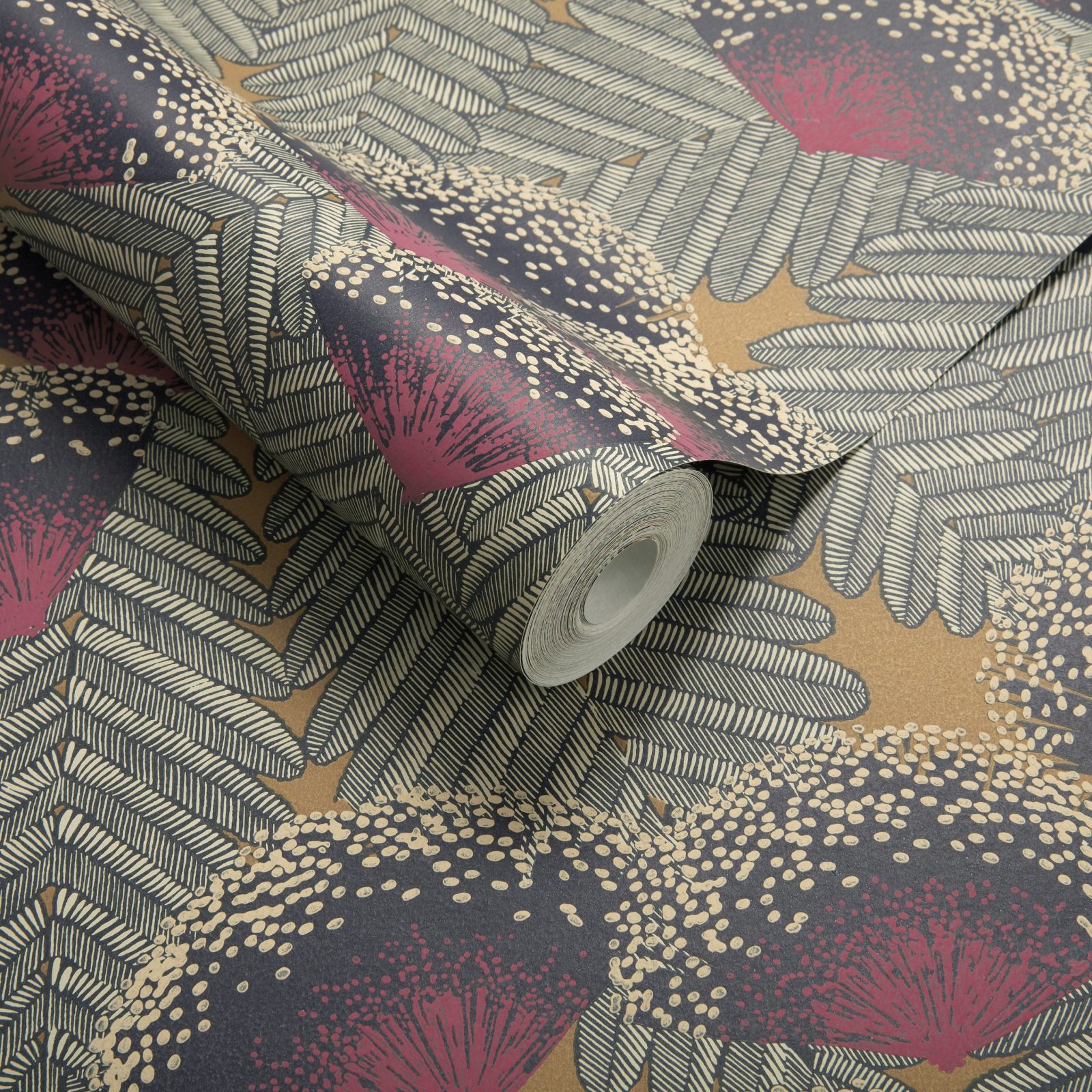 Clarice, Jet Black Luxury Art Deco, 1838 Wallcoverings, 5.3mp / rola 3