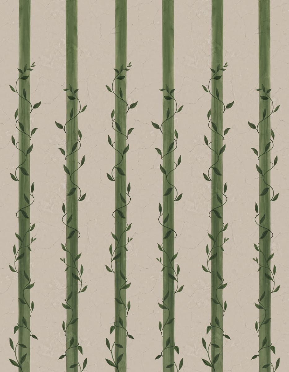 Leafy Stripes, Green, Rebel Walls