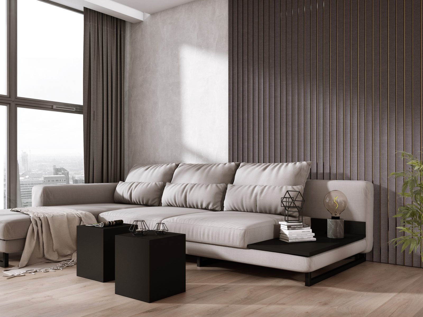 Riflaj decorativ 3D Amber, Antracit, 270x13 cm, Lamelio 7