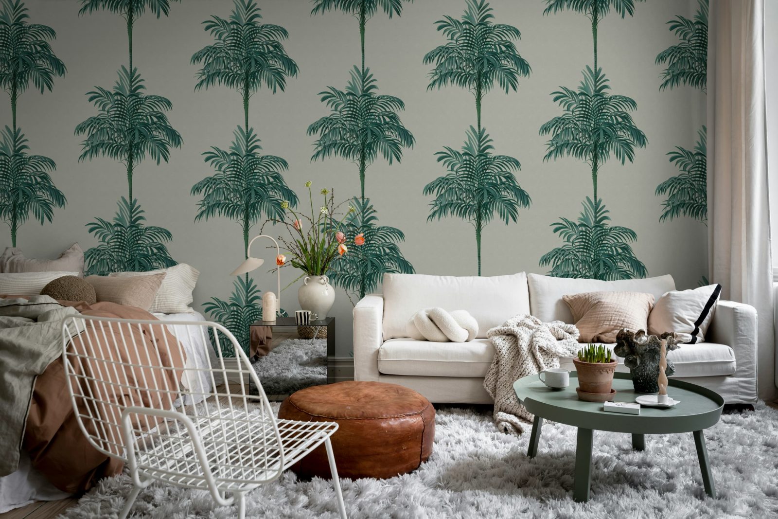 Palm Stripes, Blue, Rebel Walls 2