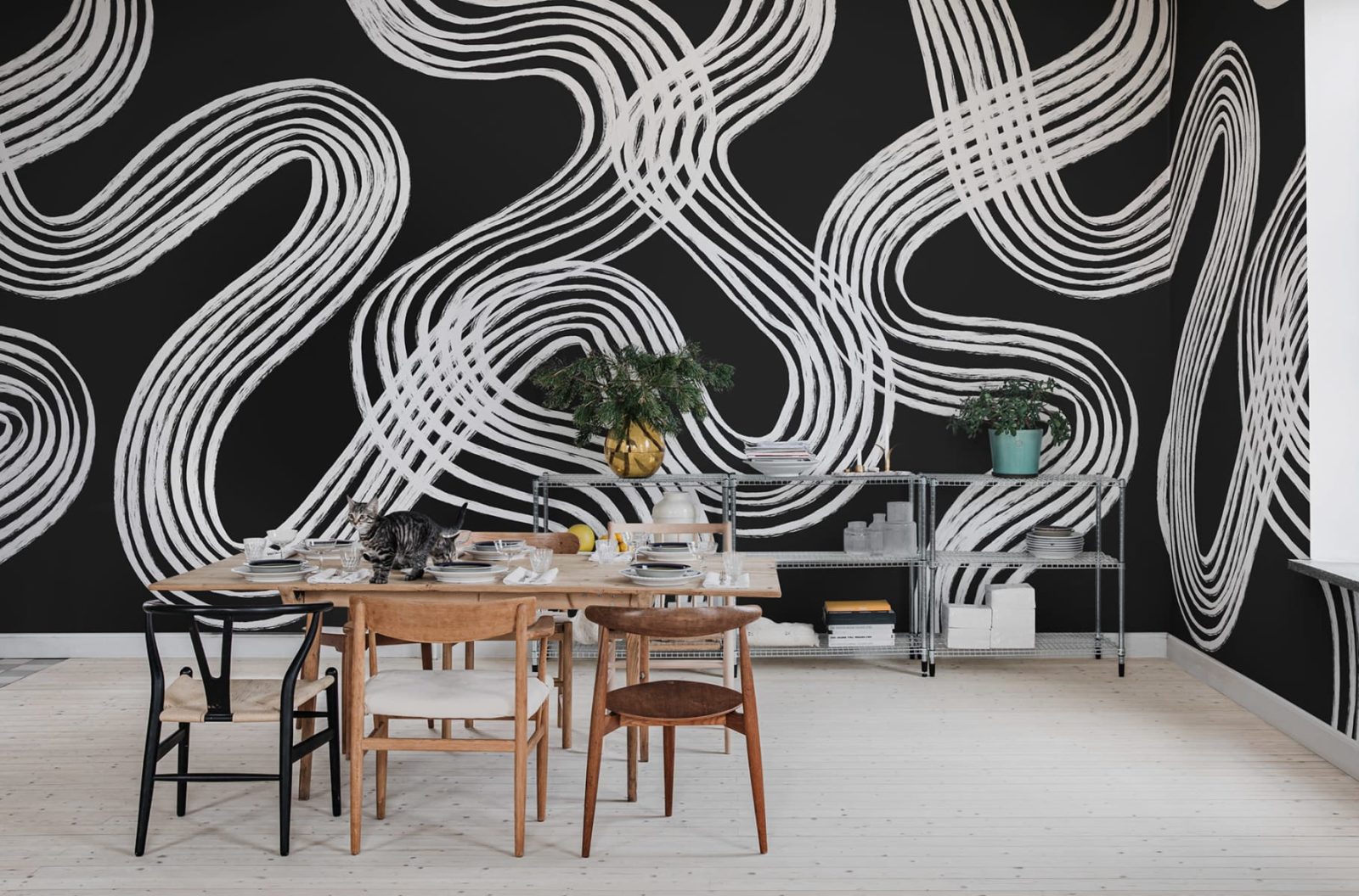 Ink Stripes, Black, Rebel Walls 3