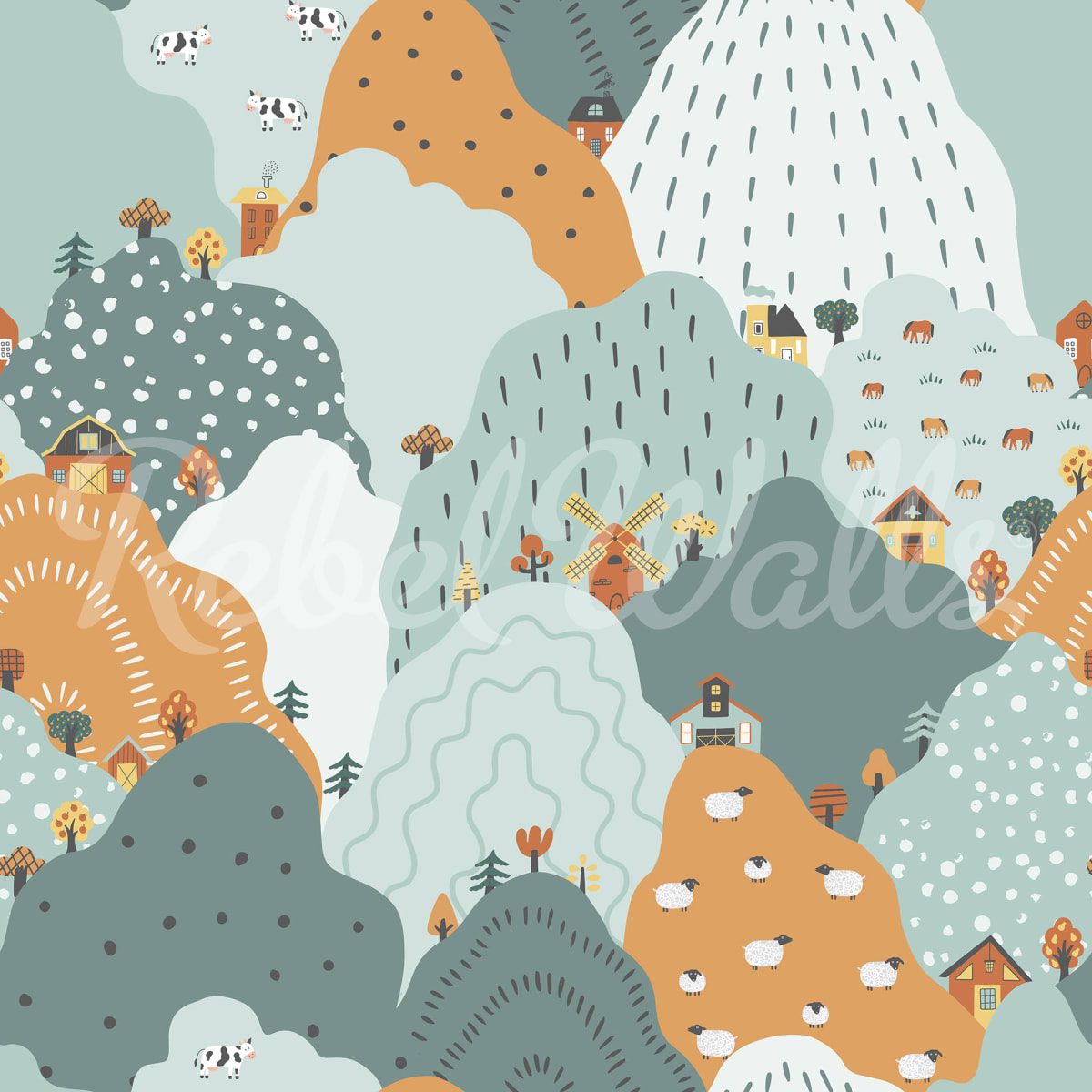 Happy Hillside, Multi, Rebel Walls
