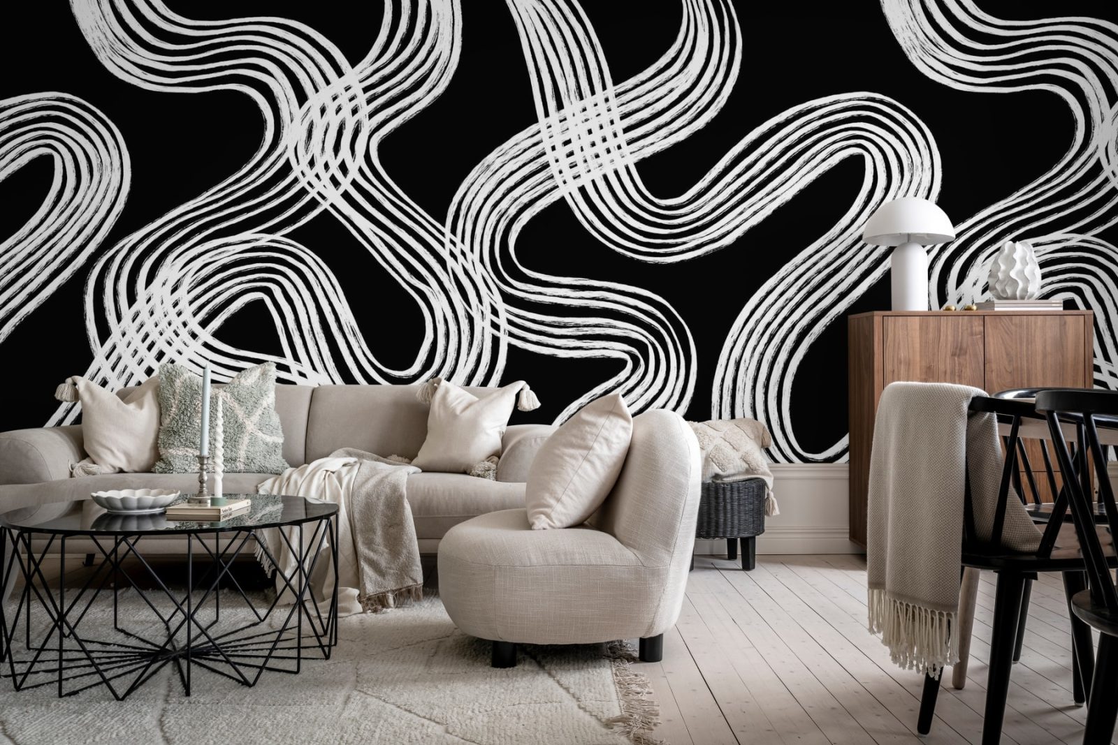 Ink Stripes, Black, Rebel Walls 2