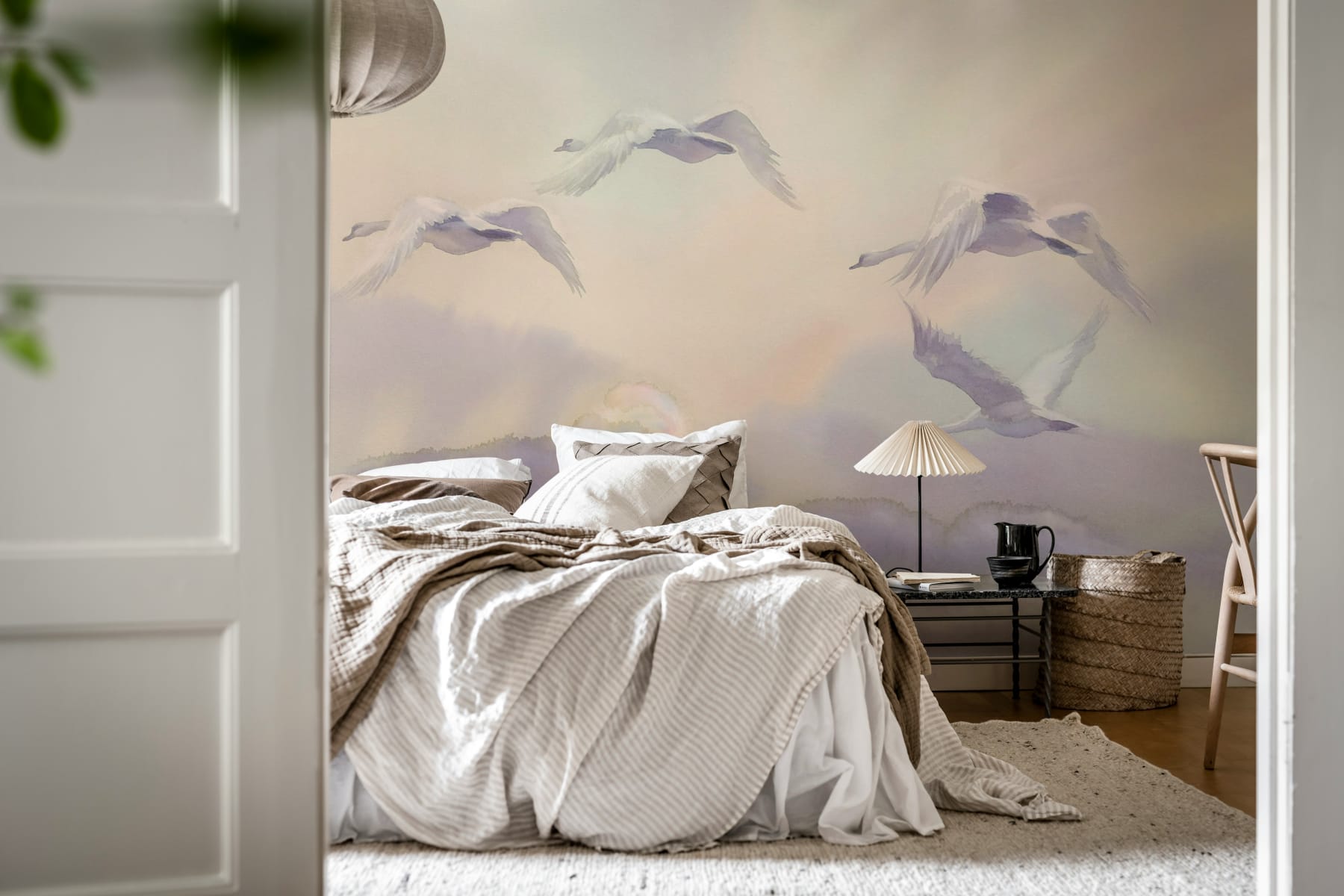 Flying Swans, Pastel, Rebel Walls 2