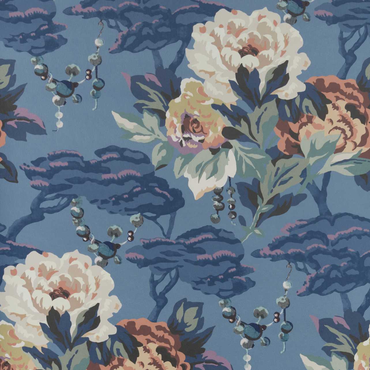 Paeonia, Indigo Purple, 1838 Wallcoverings, 5.3mp / rola