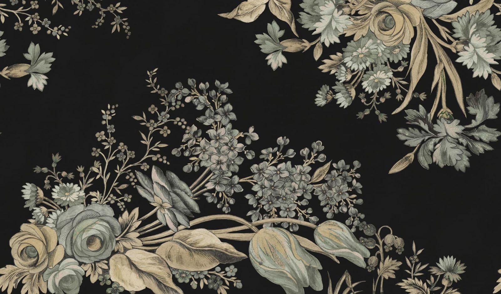 Bold Floral, Black, Rebel Walls