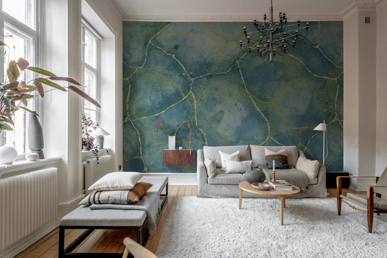 Marble Watercolor, Blue, Rebel Walls 2
