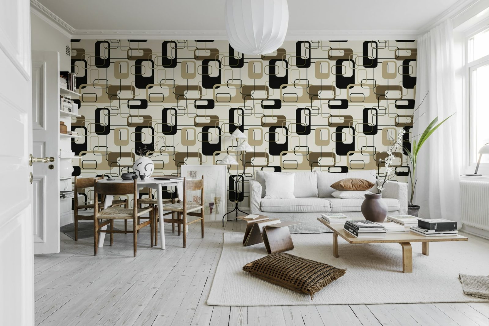 Retro Squares, Beige, Rebel Walls 2