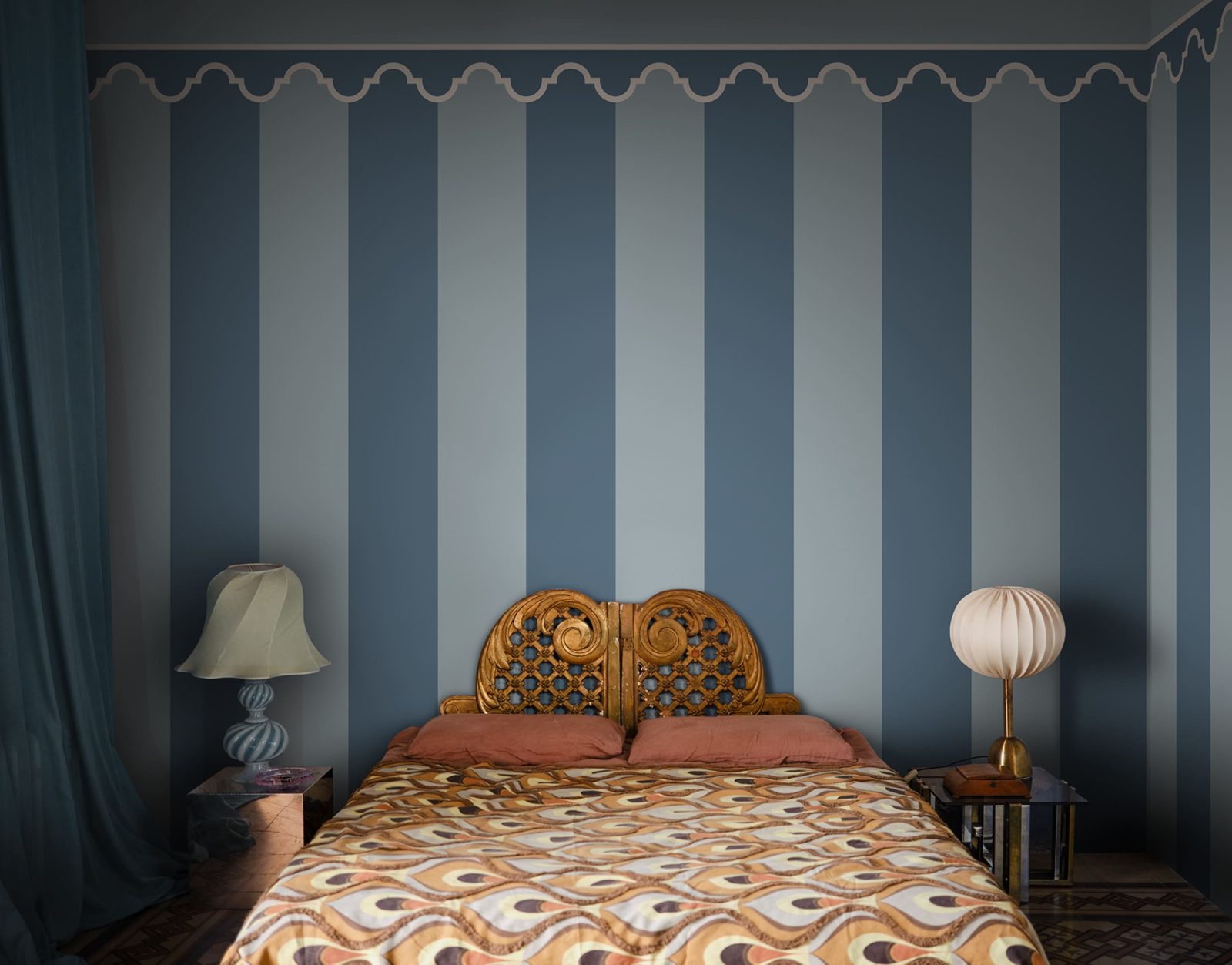 Stripe Chateau, Blue, Rebel Walls 2