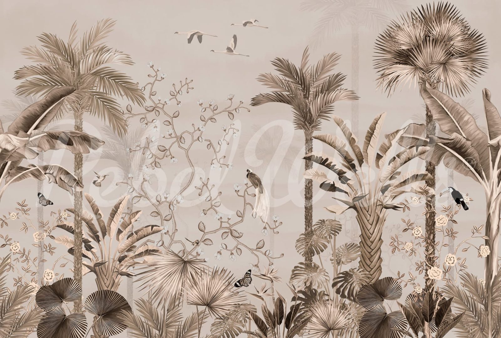Magnolia Jungle, Beige, Rebel Walls