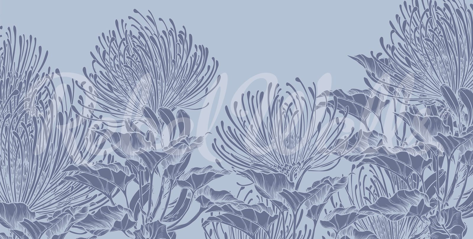 Protea Bloom, Soft Blue, Rebel Walls