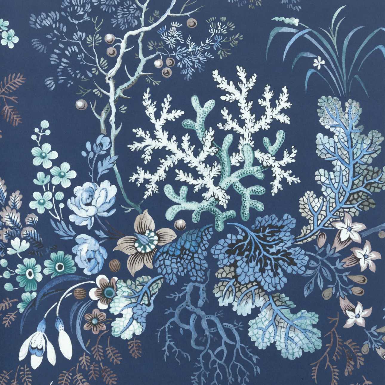 Killburn's Coral, Ocean Blue, 1838 Wallcoverings, 5.3mp / rola