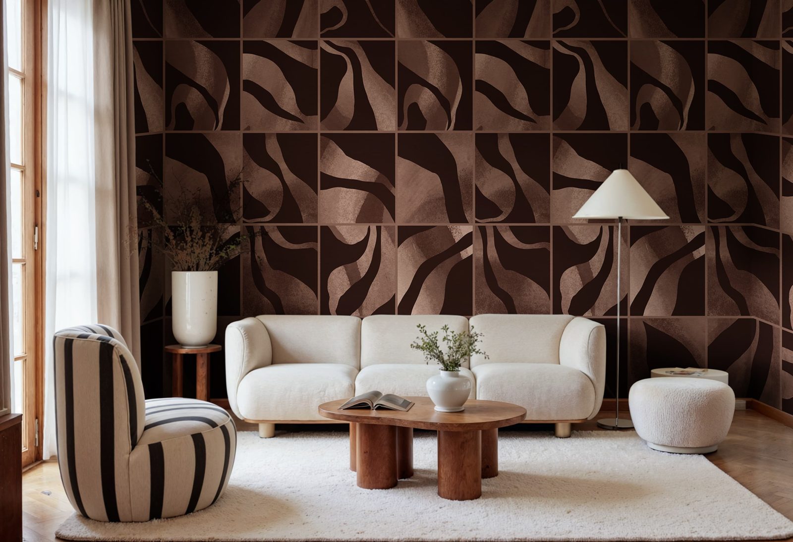 Floating Tiles, Dark Brown, Rebel Walls 3